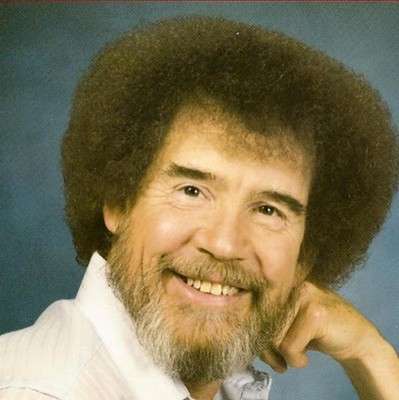 An image of Bob Ross who introduced black gesso. 